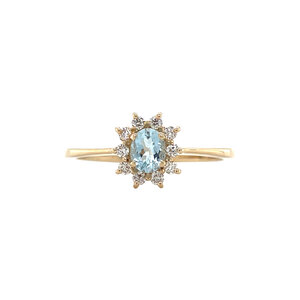 Gold ring with topaz and diamond 14 kt