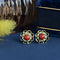 vintage Golden vintage stud earrings with blood coral 14 kt