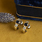 vintage Bicolour gold vintage stud earrings with sapphire and diamond 14 kt