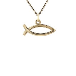 Golden ichthus fish pendant 14 kt