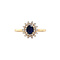 vintage Gouden vintage entourage ring met saffier en diamant 14 krt