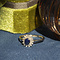 vintage Gouden vintage entourage ring met saffier en diamant 14 krt