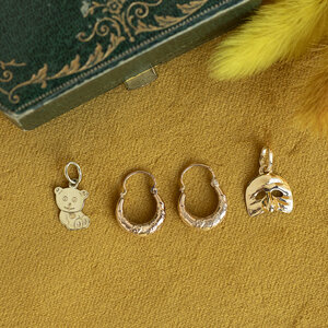 Rose-gold vintage fantasy earrings 14 kt