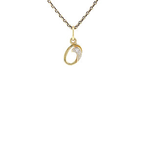 Gold letter 'O' pendant with diamond 14 kt
