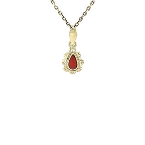 Gold pendant with blood coral 14 kt