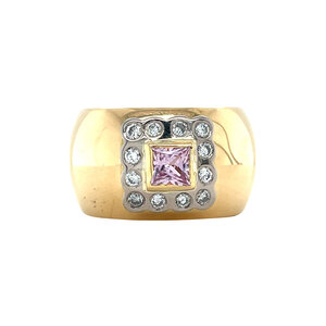 Gold ring with sapphire and diamond 18 kt