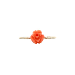 Gouden roos ring met koraal 14 krt