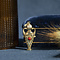 vintage Gouden vintage hanger met kleursteen en parel 14 krt