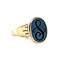 vintage Gouden vintage zegelring met blauwe laagsteen 14 krt