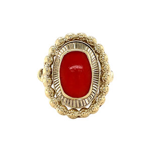 Gold ring with blood coral 14 kt