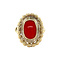 vintage Gouden vintage ring met bloedkoraal 14 krt
