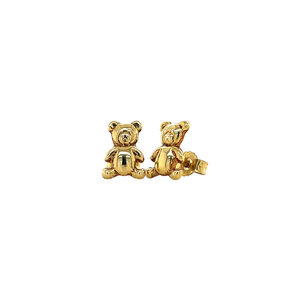 Gold bear stud earrings 14 kt