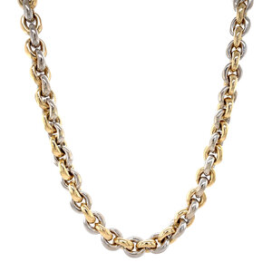 Bicolour gouden jasseron collier 14 krt