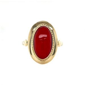 Gold ring with blood coral 14 kt