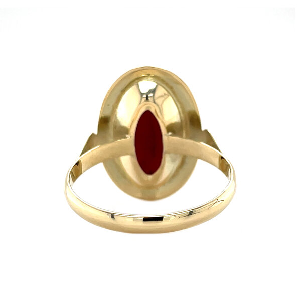 vintage Gouden vintage ring met bloedkoraal 14 krt