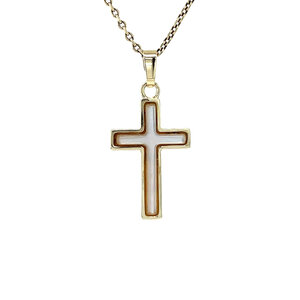 Golden cross pendant with mother-of-pearl 14 kt