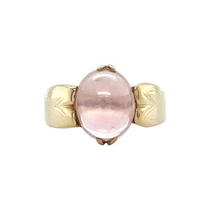 Gold ring with star rose quartz 14 kt