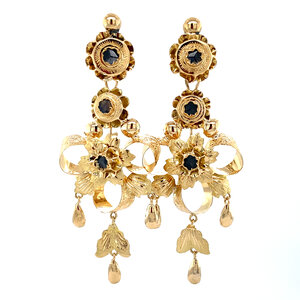 Gold ear pendants with zirconia 14 kt