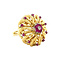 vintage Gouden vintage entourage ring met robijn en diamant 18 krt