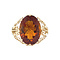 vintage Gouden vintage ring met citrien en diamant 14 krt