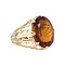 vintage Gouden vintage ring met citrien en diamant 14 krt