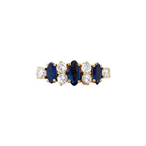 Gouden ring met saffier en diamant 18 kt