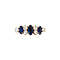 vintage Gold row ring with sapphire and diamond 18 kt