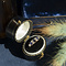 vintage Gouden rijring met saffier en diamant 18 kt