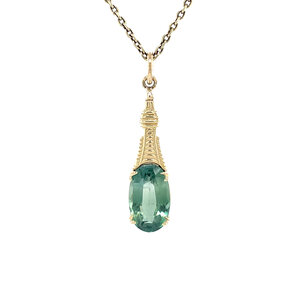 Gold pendant with sapphire 14 kt