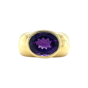 Gouden ring met amethist 18 krt