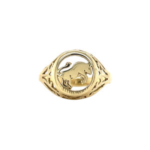 Gold ring with bull 14 kt