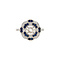 vintage Witgouden vintage dubbele entourage ring met saffier en diamant 14 krt