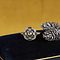vintage Witgouden vintage dubbele entourage ring met saffier en diamant 14 krt