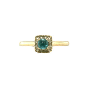 Gouden ring met toermalijn en diamant 14 krt