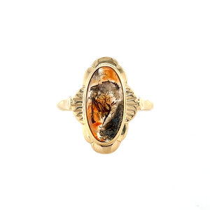 Gold ring with moss agate 14 kt