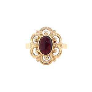 Gouden ring met granaat 14 kt