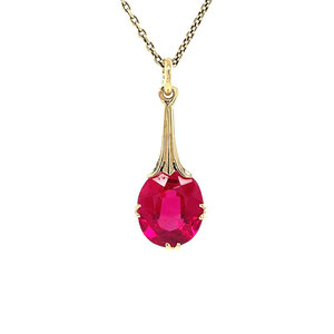 Gold pendant with ruby 14 kt