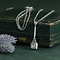 vintage Zilveren vintage collier met witgouden hanger met diamant 14 krt/925