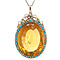 vintage Rose vintage entourage pendant with citrine, pearl and turquoise 9 kt