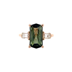 Rose gold ring with tourmaline and diamond 18 kt