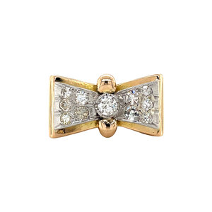 Gold bow ring with diamond 14 kt/950