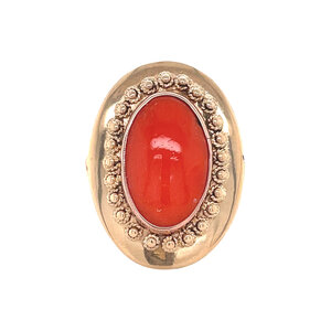 Gouden ring met bloedkoraal 14 kt