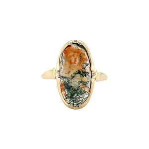 Gouden ring met mosagaat 14 kt