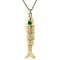 vintage Gouden vintage vis hanger met kleursteen 14 kt