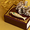 vintage Gouden vintage vis hanger met kleursteen 14 kt