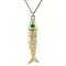 vintage Gold vintage fish pendant with colored stone 14 kt
