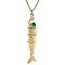 vintage Gouden vintage vis hanger met kleursteen 14 kt