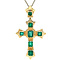 vintage Gold vintage cross pendant with emerald 14 kt