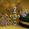vintage Gold vintage cross pendant with emerald 14 kt