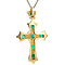vintage Gold vintage cross pendant with emerald 14 kt